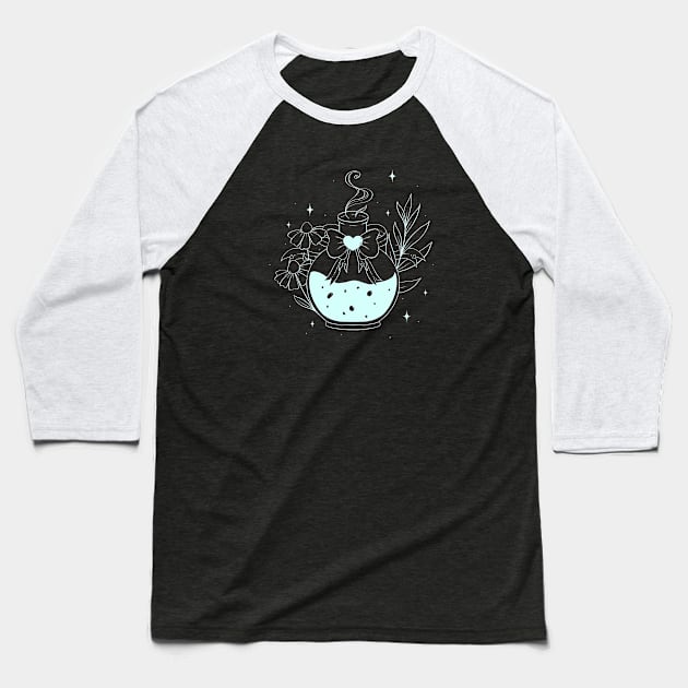 Mint Magic Potion - Chamomile and Greenery Baseball T-Shirt by Cosmic Queers